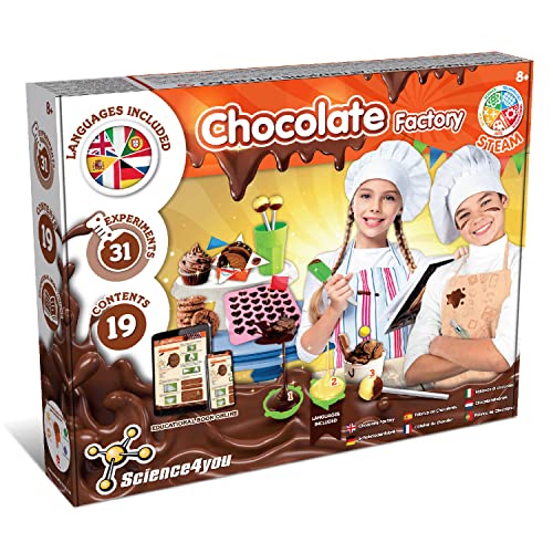 Science4you Fábrica de Chocolates - Juegos y Juguetes para Niños 8 años con 31 Experimentos, Haz Galletas y Bombones, Incluye los Moldes, Juego Cocina Infantil y Regalos para Niños 8 9 10 Años